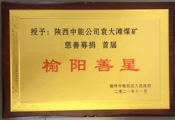 2021年11月授予陕西中能公司袁大滩煤矿慈善募捐首届榆阳善星.jpg